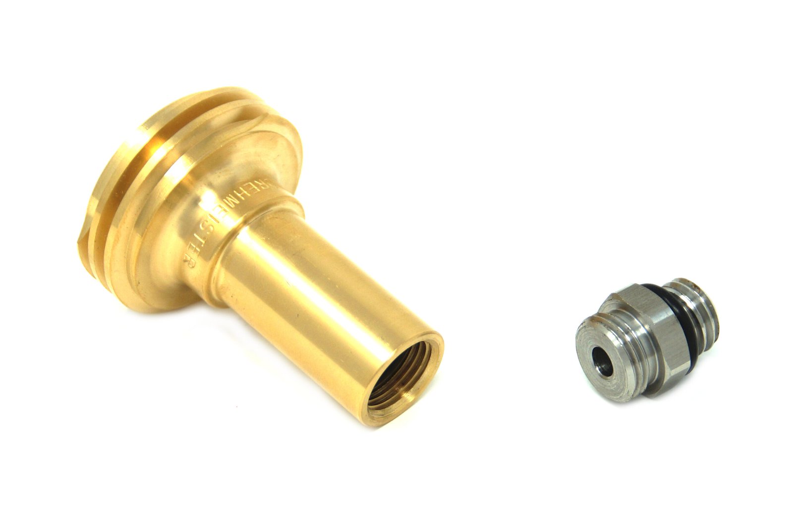 DREHMEISTER adaptador de boquilla de suministro ACME M14 de latón con conexión de acero inoxidable, L=67mm - Imagen 3
